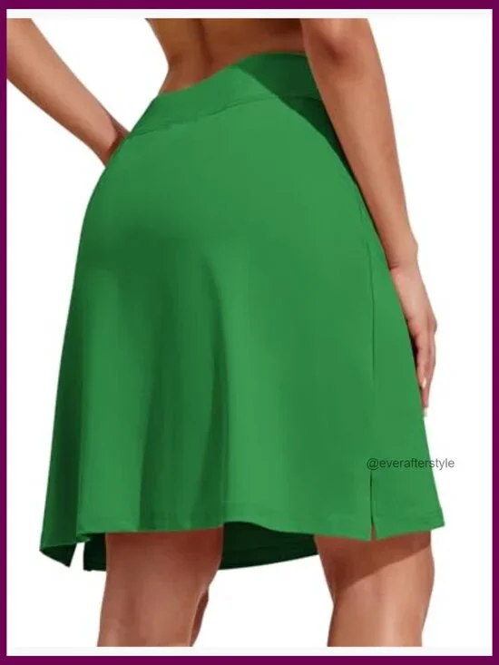 Knee Length Skort with Pockets - Athletic Tennis Golf Skirt